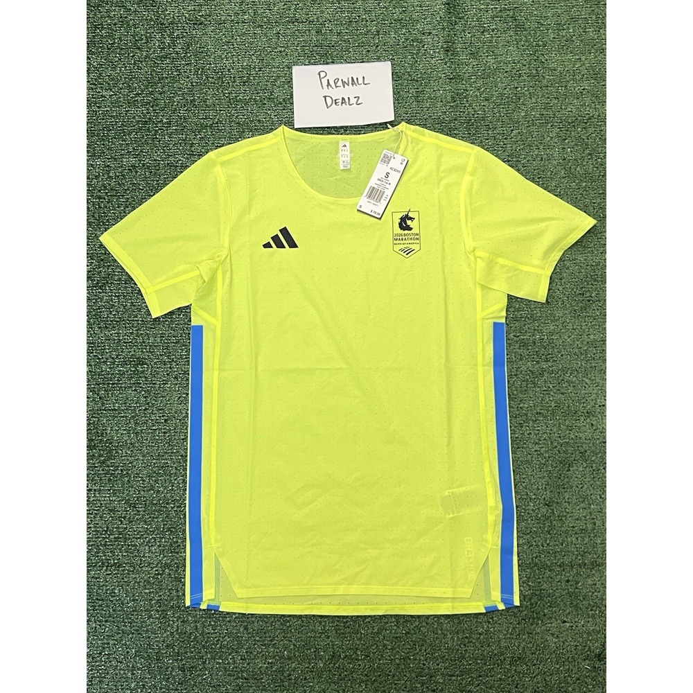 Adidas Adizero Boston Marathon 2026 Running T-Shirt Solar Yellow Sz Small KE8245